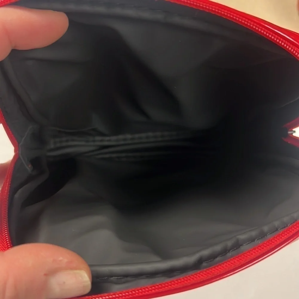 Christian Dior Red Patent Zip Around Cosmetic Clutch